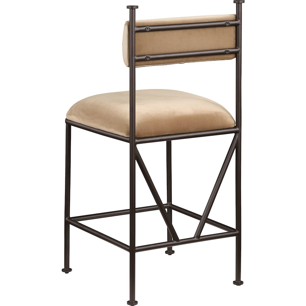 Monarch Beige Velvet Performance Fabric Upholstered Counter Stool, Set of 2