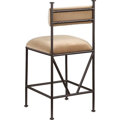 Monarch Beige Velvet Performance Fabric Upholstered Counter Stool, Set of 2