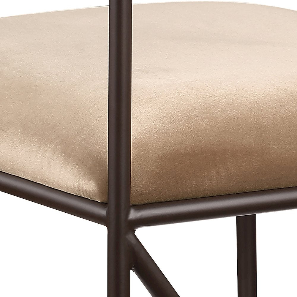 Monarch Beige Velvet Performance Fabric Upholstered Counter Stool, Set of 2