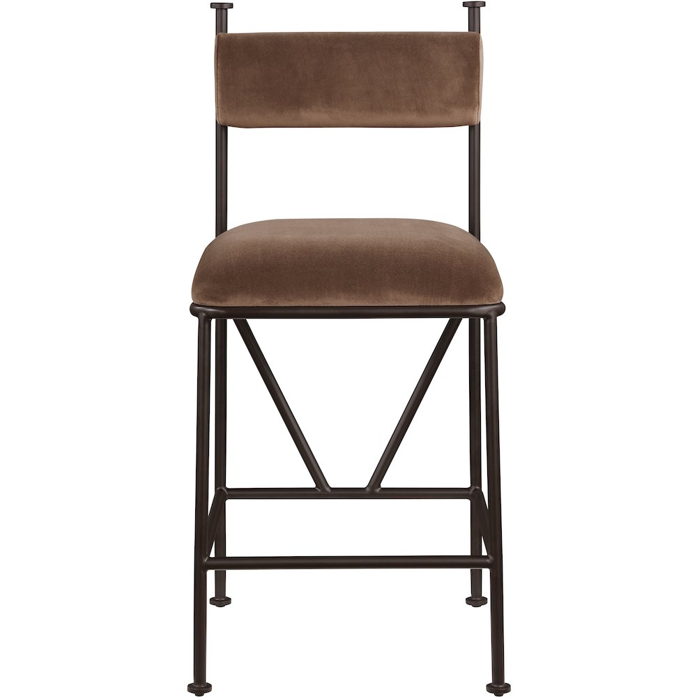 Monarch Brown Velvet Performance Fabric Upholstered Counter Stool, Set of 2