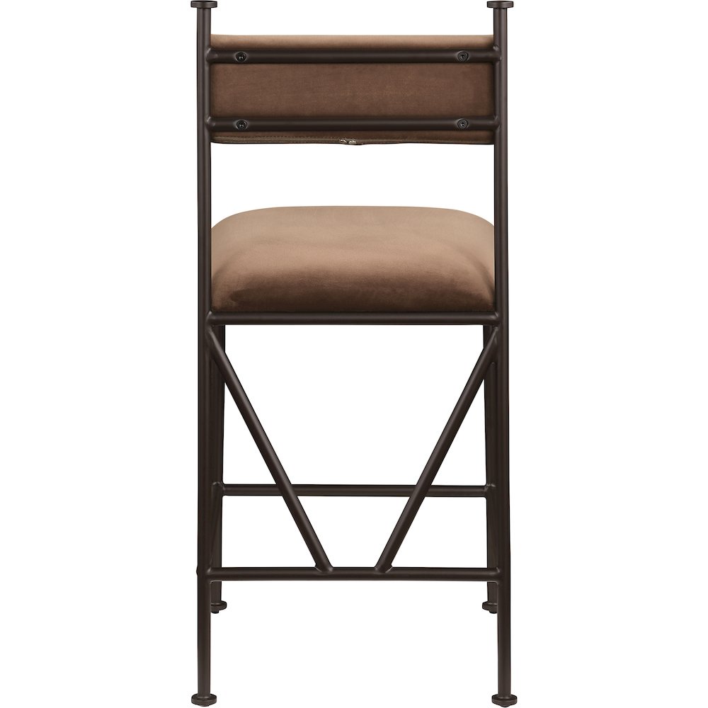 Monarch Brown Velvet Performance Fabric Upholstered Counter Stool, Set of 2