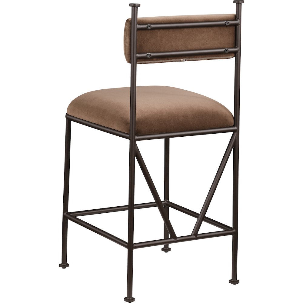 Monarch Brown Velvet Performance Fabric Upholstered Counter Stool, Set of 2