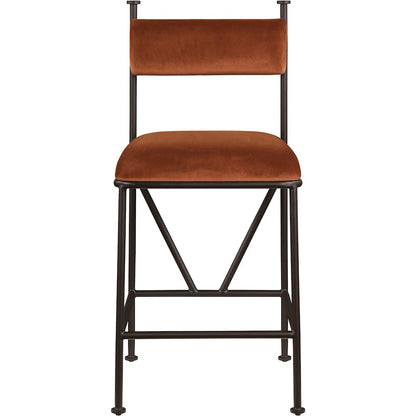 Monarch Cognac Velvet Performance Fabric Upholstered Counter Stool, Set of 2