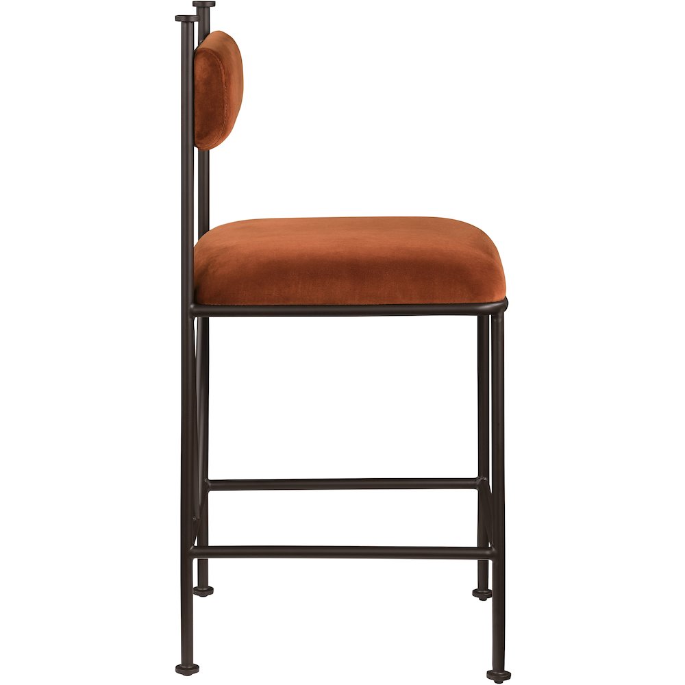 Monarch Cognac Velvet Performance Fabric Upholstered Counter Stool, Set of 2