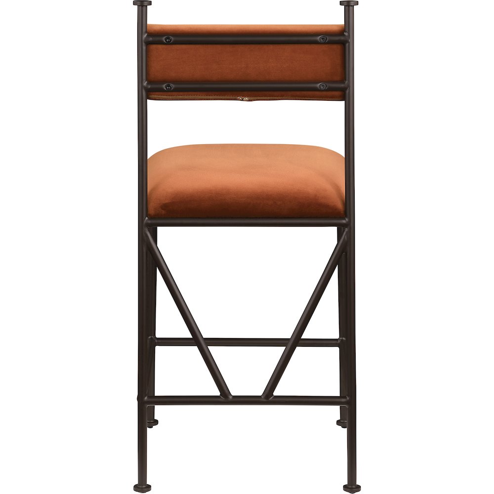 Monarch Cognac Velvet Performance Fabric Upholstered Counter Stool, Set of 2