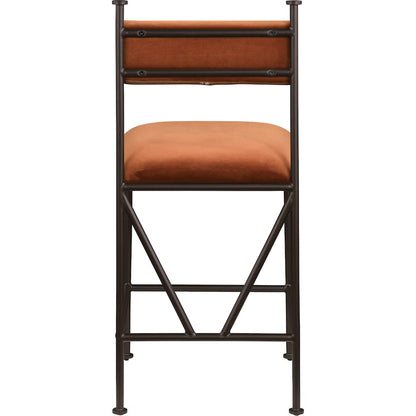Monarch Cognac Velvet Performance Fabric Upholstered Counter Stool, Set of 2