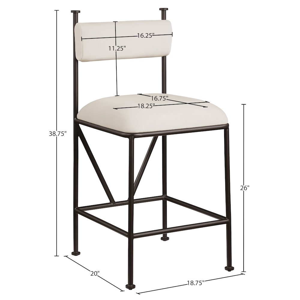Monarch Cream Velvet Performance Fabric Upholstered Counter Stool, Set of 2