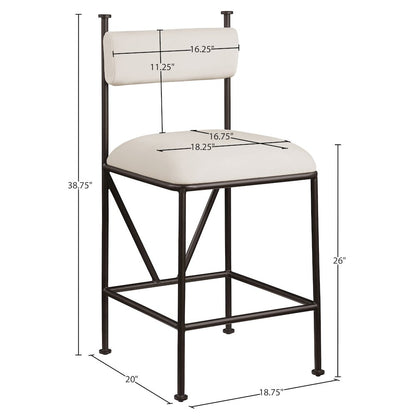 Monarch Cream Velvet Performance Fabric Upholstered Counter Stool, Set of 2
