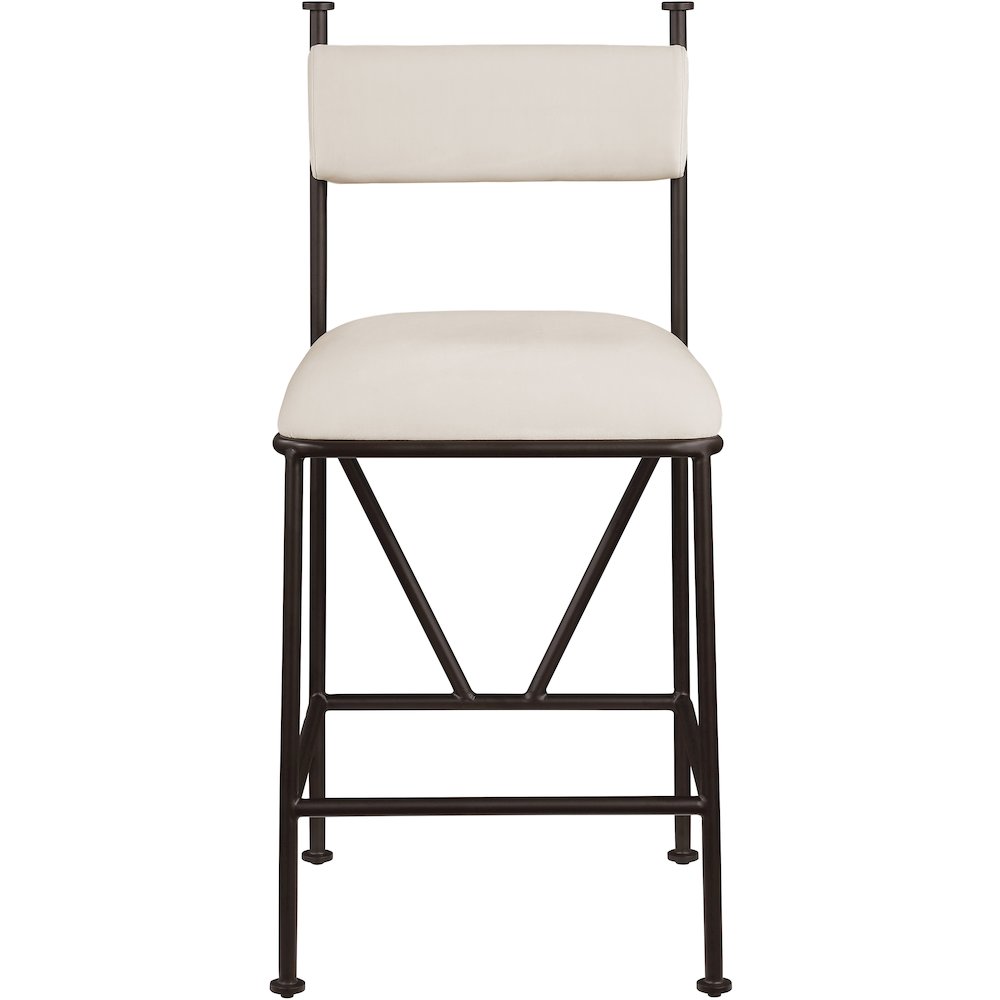 Monarch Cream Velvet Performance Fabric Upholstered Counter Stool, Set of 2
