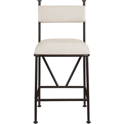 Monarch Cream Velvet Performance Fabric Upholstered Counter Stool, Set of 2
