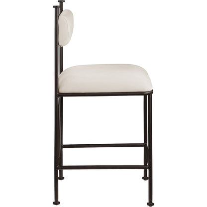 Monarch Cream Velvet Performance Fabric Upholstered Counter Stool, Set of 2