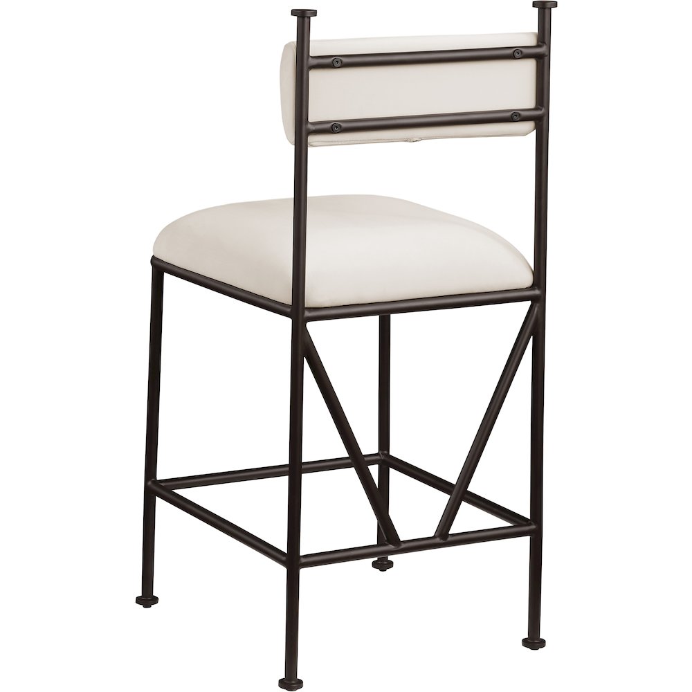Monarch Cream Velvet Performance Fabric Upholstered Counter Stool, Set of 2