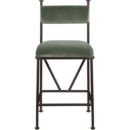 Monarch Green Velvet Performance Fabric Upholstered Counter Stool, Set of 2