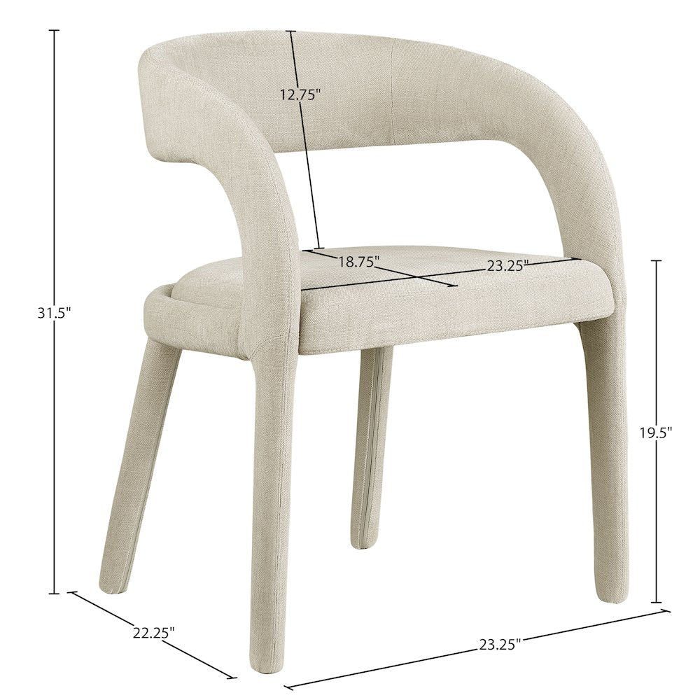 Sylvester Beige Linen Textured Performance Fabric Dining Chair, Set of 2
