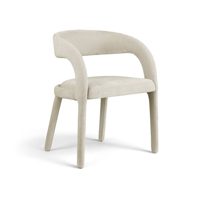 Sylvester Beige Linen Textured Performance Fabric Dining Chair, Set of 2