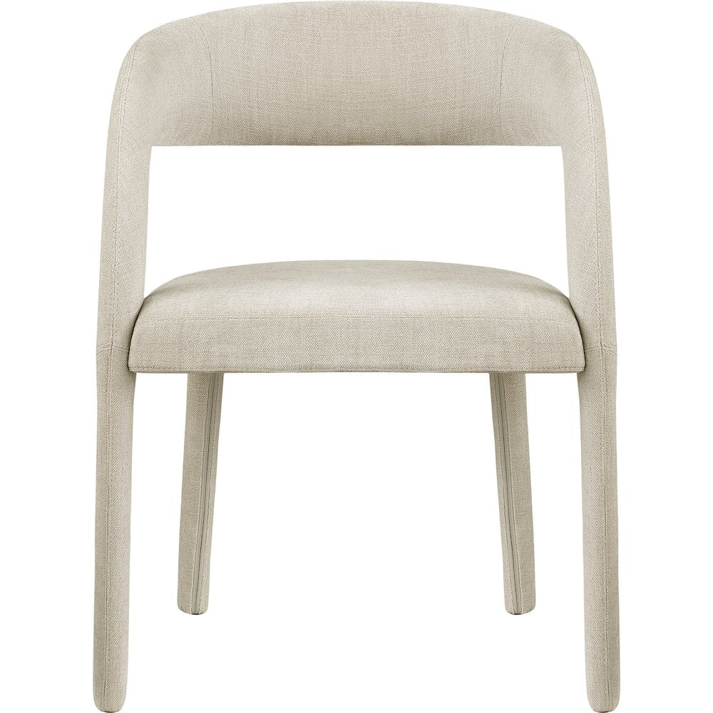 Sylvester Beige Linen Textured Performance Fabric Dining Chair, Set of 2