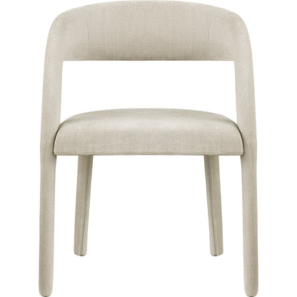 Sylvester Beige Linen Textured Performance Fabric Dining Chair, Set of 2