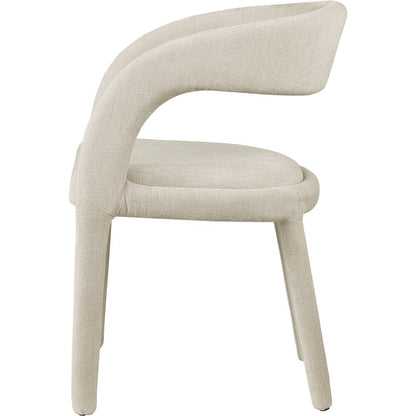 Sylvester Beige Linen Textured Performance Fabric Dining Chair, Set of 2