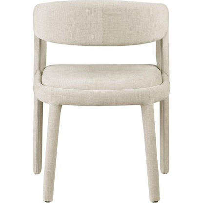 Sylvester Beige Linen Textured Performance Fabric Dining Chair, Set of 2