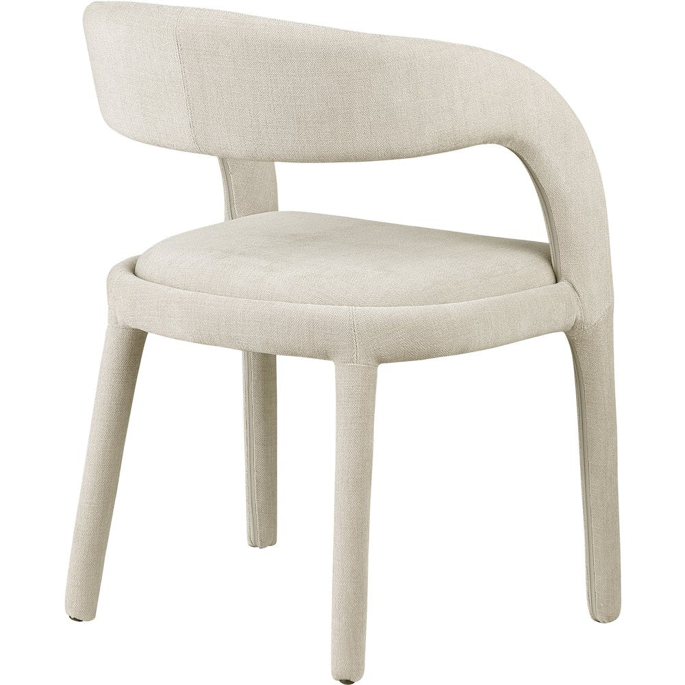 Sylvester Beige Linen Textured Performance Fabric Dining Chair, Set of 2