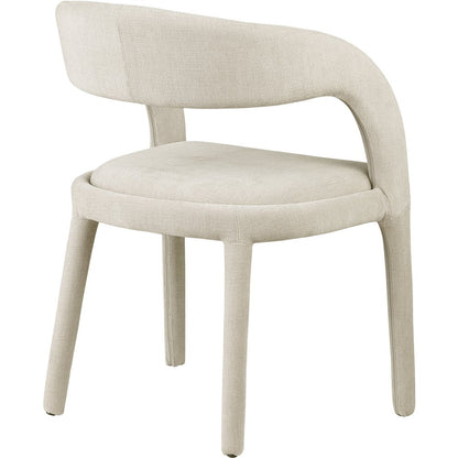 Sylvester Beige Linen Textured Performance Fabric Dining Chair, Set of 2