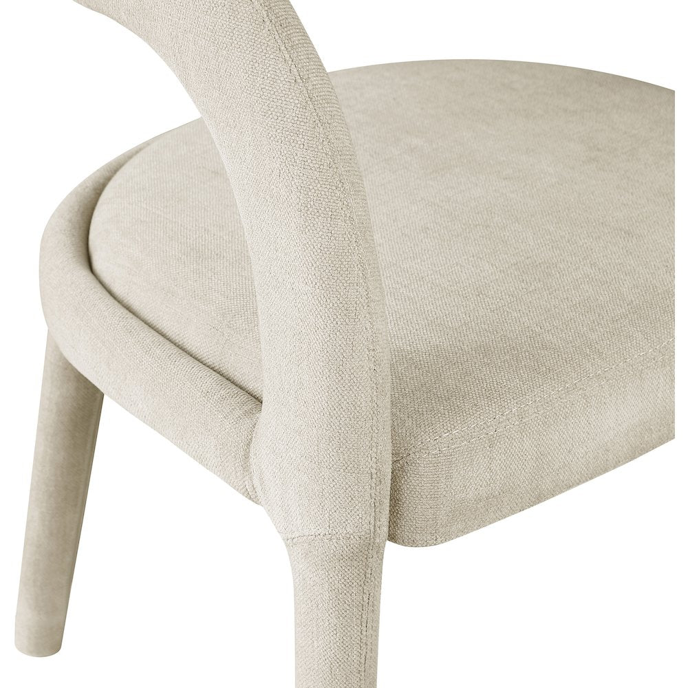 Sylvester Beige Linen Textured Performance Fabric Dining Chair, Set of 2