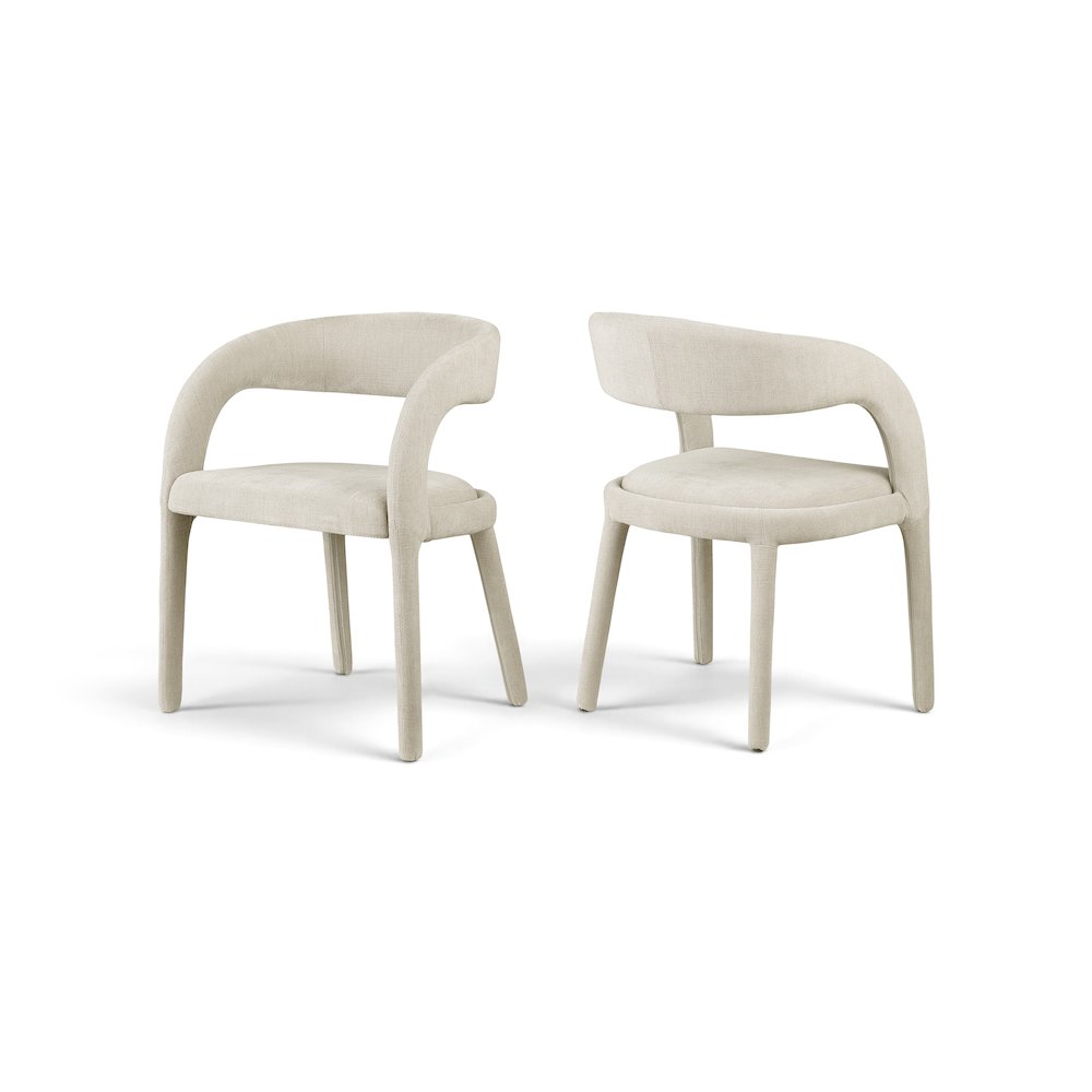 Sylvester Beige Linen Textured Performance Fabric Dining Chair, Set of 2