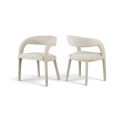 Sylvester Beige Linen Textured Performance Fabric Dining Chair, Set of 2