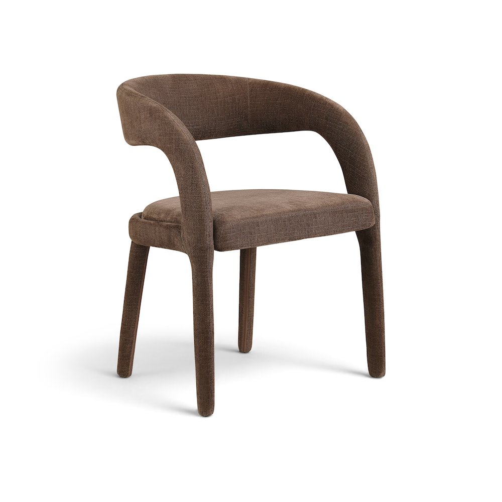 Sylvester Brown Linen Textured Performance Fabric Dining Chair, Set of 2