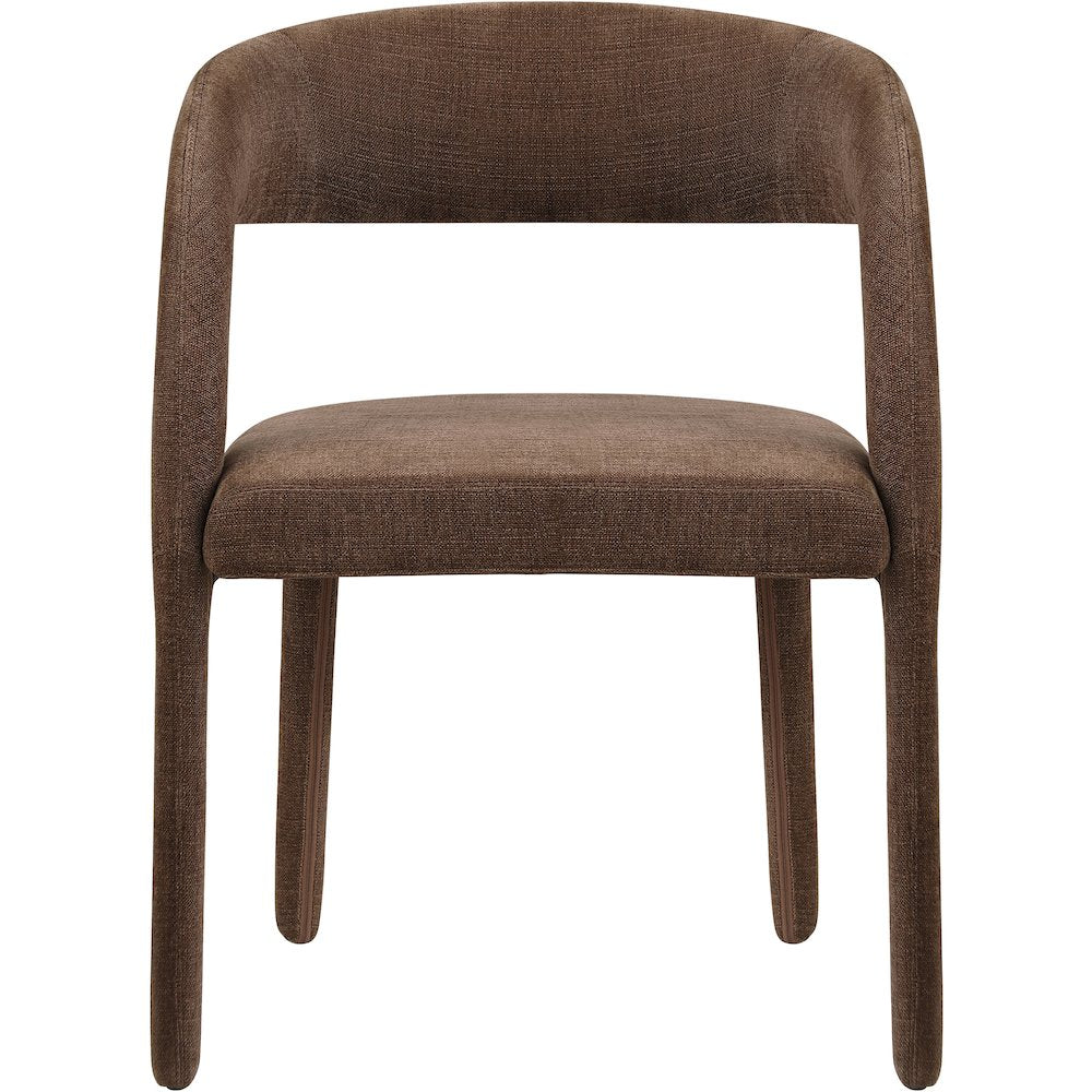 Sylvester Brown Linen Textured Performance Fabric Dining Chair, Set of 2