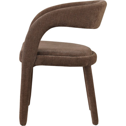 Sylvester Brown Linen Textured Performance Fabric Dining Chair, Set of 2