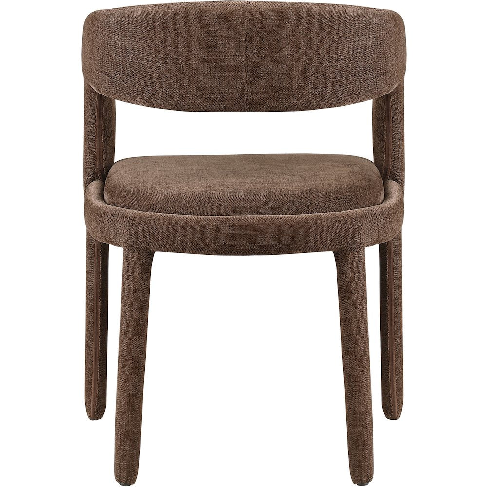 Sylvester Brown Linen Textured Performance Fabric Dining Chair, Set of 2