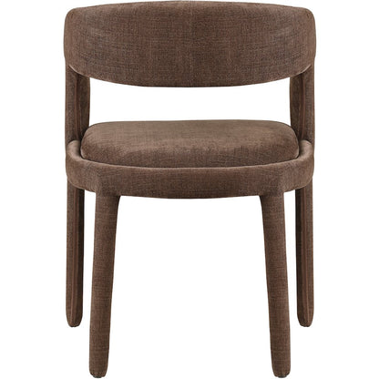 Sylvester Brown Linen Textured Performance Fabric Dining Chair, Set of 2