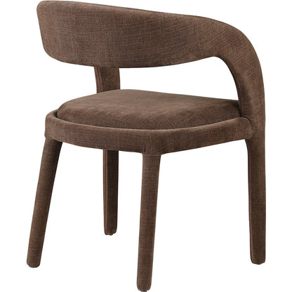 Sylvester Brown Linen Textured Performance Fabric Dining Chair, Set of 2