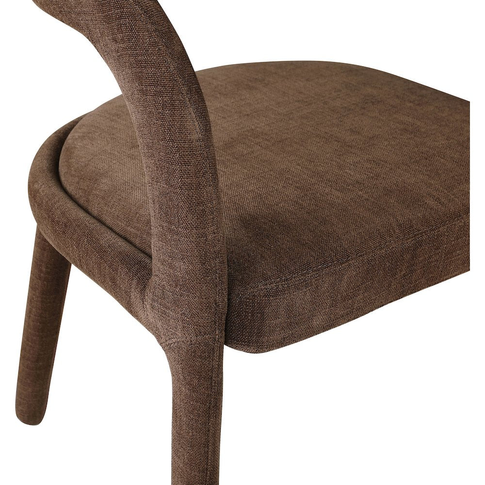 Sylvester Brown Linen Textured Performance Fabric Dining Chair, Set of 2