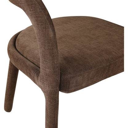 Sylvester Brown Linen Textured Performance Fabric Dining Chair, Set of 2