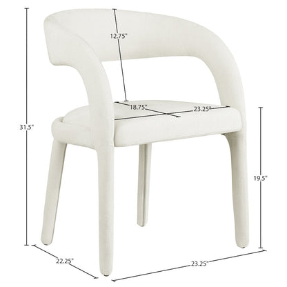 Sylvester Cream Linen Textured Performance Fabric Dining Chair, Set of 2