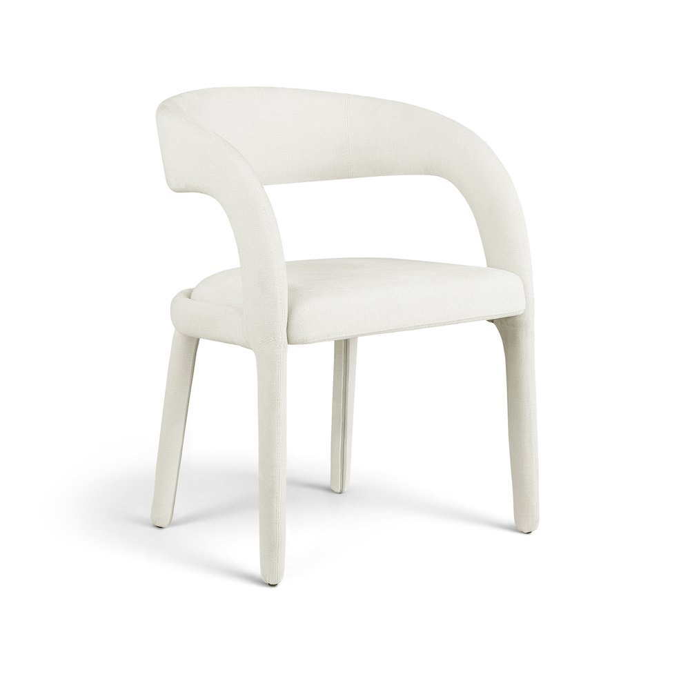 Sylvester Cream Linen Textured Performance Fabric Dining Chair, Set of 2
