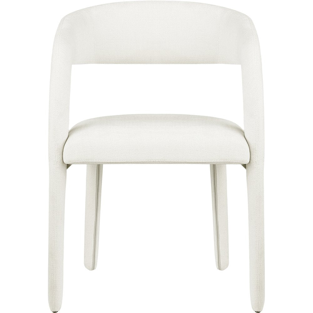 Sylvester Cream Linen Textured Performance Fabric Dining Chair, Set of 2