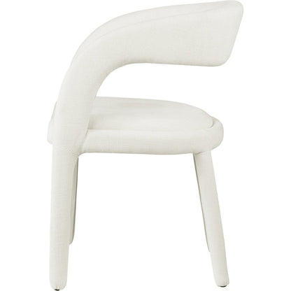 Sylvester Cream Linen Textured Performance Fabric Dining Chair, Set of 2