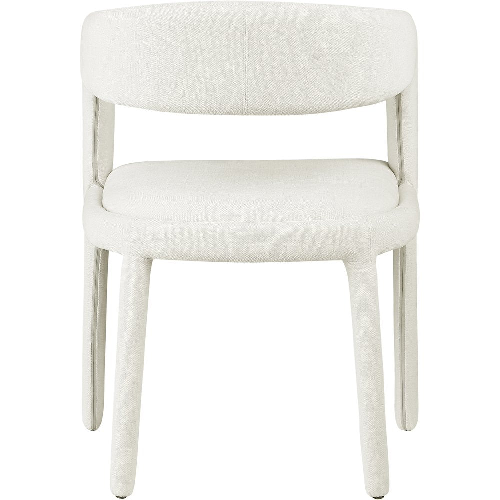 Sylvester Cream Linen Textured Performance Fabric Dining Chair, Set of 2
