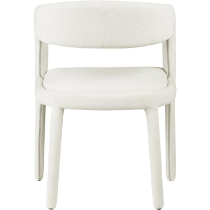 Sylvester Cream Linen Textured Performance Fabric Dining Chair, Set of 2