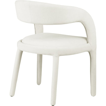 Sylvester Cream Linen Textured Performance Fabric Dining Chair, Set of 2