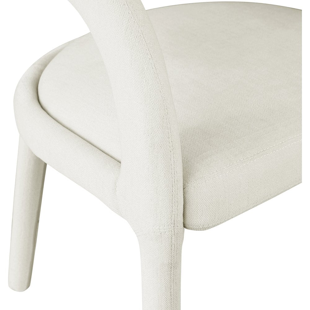Sylvester Cream Linen Textured Performance Fabric Dining Chair, Set of 2