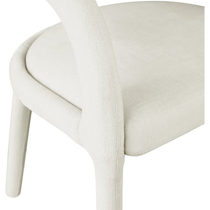 Sylvester Cream Linen Textured Performance Fabric Dining Chair, Set of 2