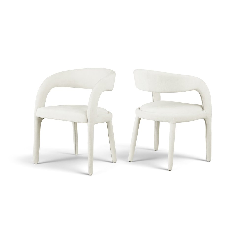 Sylvester Cream Linen Textured Performance Fabric Dining Chair, Set of 2