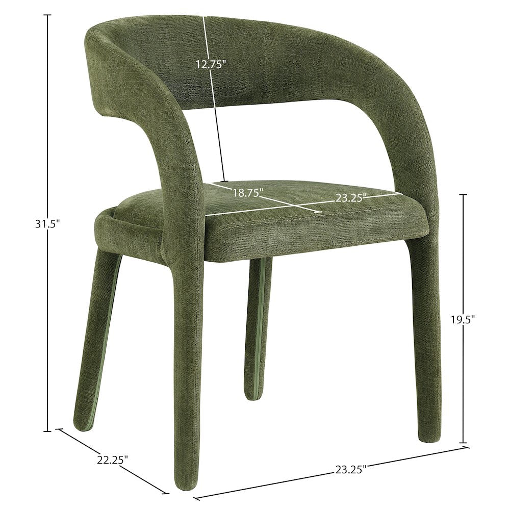 Sylvester Green Linen Textured Performance Fabric Dining Chair, Set of 2