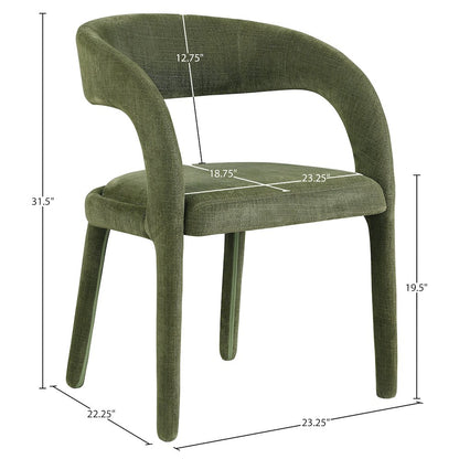 Sylvester Green Linen Textured Performance Fabric Dining Chair, Set of 2