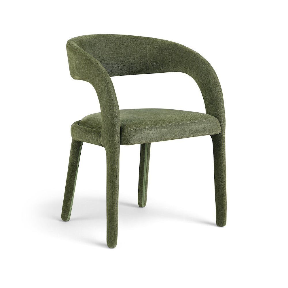 Sylvester Green Linen Textured Performance Fabric Dining Chair, Set of 2