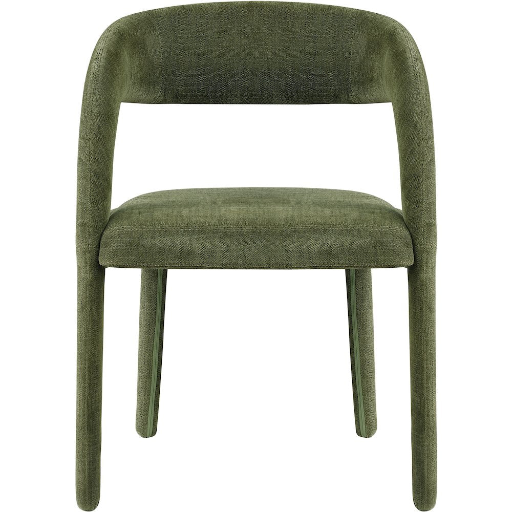 Sylvester Green Linen Textured Performance Fabric Dining Chair, Set of 2